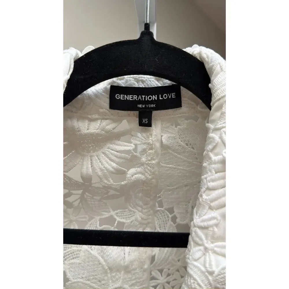 Generation Love Oliver 3D Lace Cropped Jacket White size XS